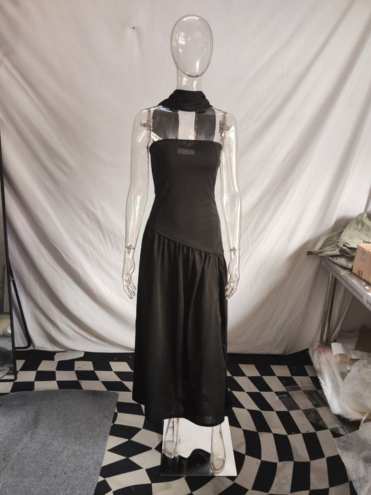 Damen Maxikleid mit schulterfreiem Design und dekorativem Wickelausschnitt EB
