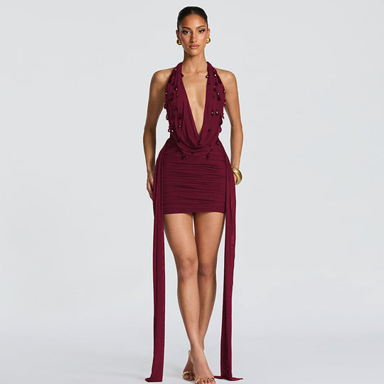 Damen Mini-Kleid mit luxuriösem Detail und elegantem Überwurf EB