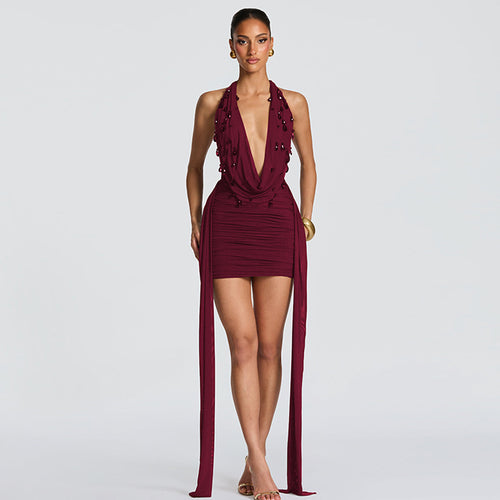 Damen Mini-Kleid mit luxuriösem Detail und elegantem Überwurf EB