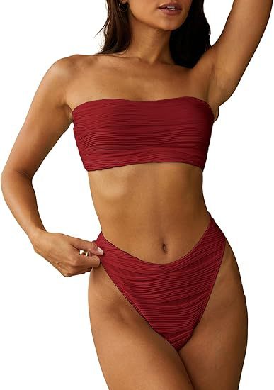 Damen Bandeau Bikini mit Raffungen EB