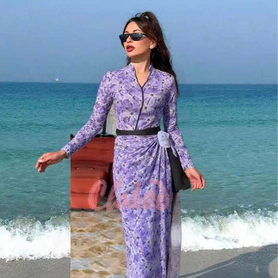 Damen elegantes Strandkleid mit floralem Muster EB