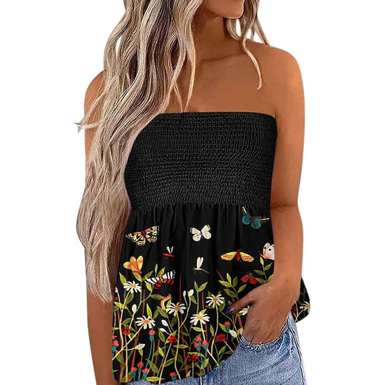 Damen Bandeau-Top mit floralem Einsatz EB