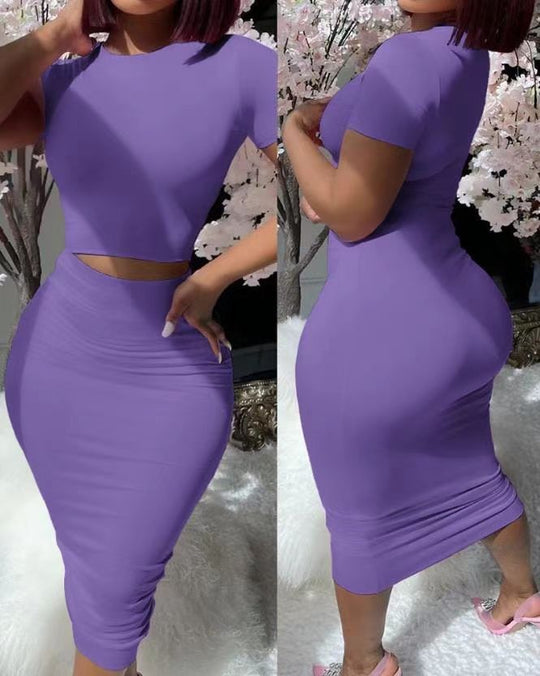 Damen Figurbetontes Kleid-Set mit kurzem Oberteil und Pencil-Rock EB