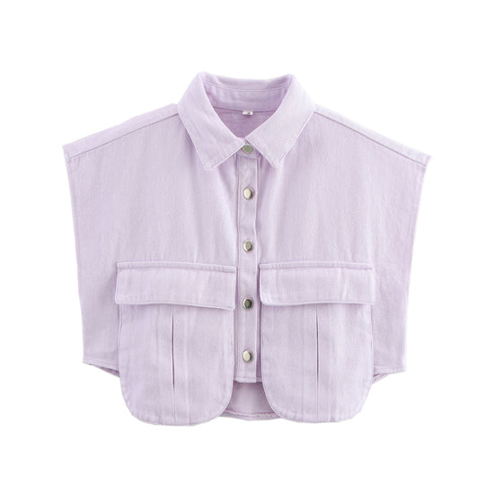 Damen ärmellose Utility-Bluse mit Taschen EB