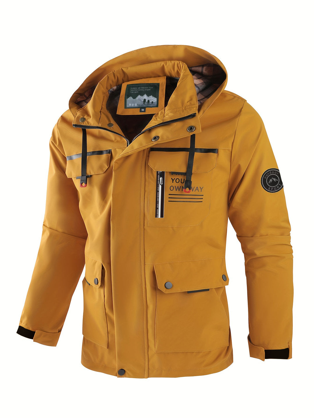 Herren leichter Softshell-Parka mit wasserabweisender Beschichtung, Kapuze und Multifunktions-Taschen EB