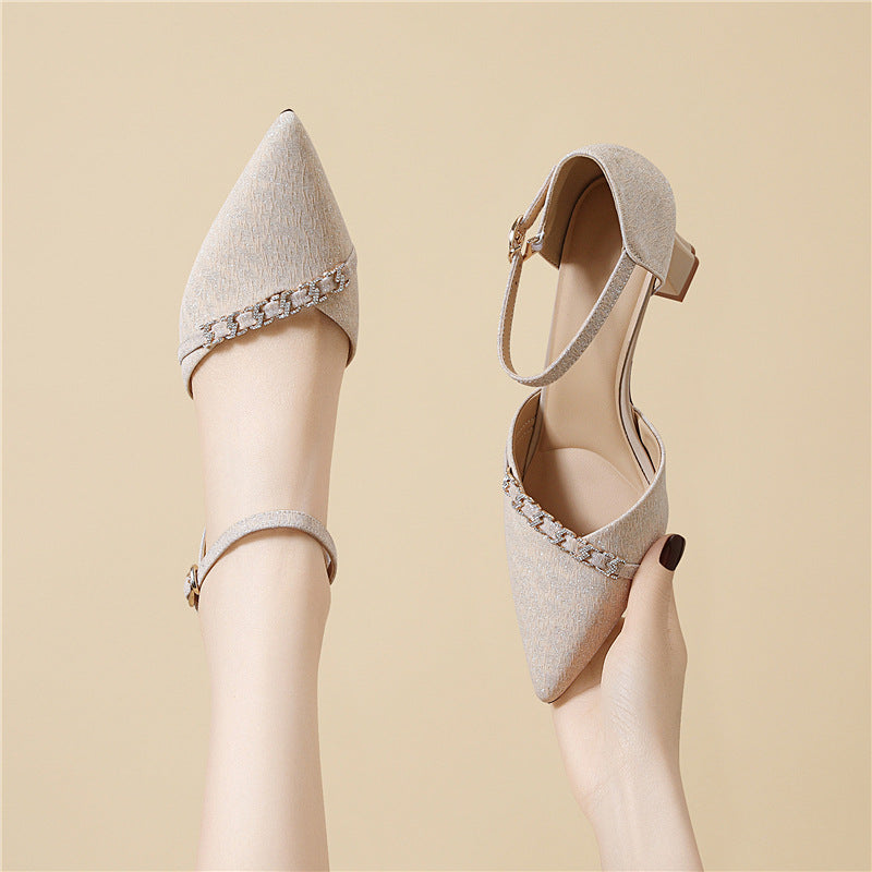 Damen elegante Slingback-Pumps mit funkelndem Schmuckdetail EB