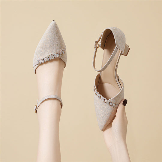 Damen elegante Slingback-Pumps mit funkelndem Schmuckdetail EB