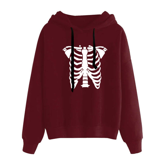 Damen nan lässiger Oversize Kapuzenpullover mit Herz‑und‑Pfotenprint, Kordelzug und gerippten Bündchen EB