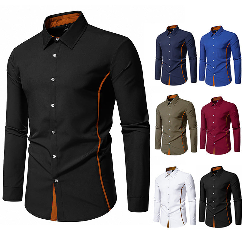 Herren elegantes Langarmhemd mit Kontrastakzenten EB