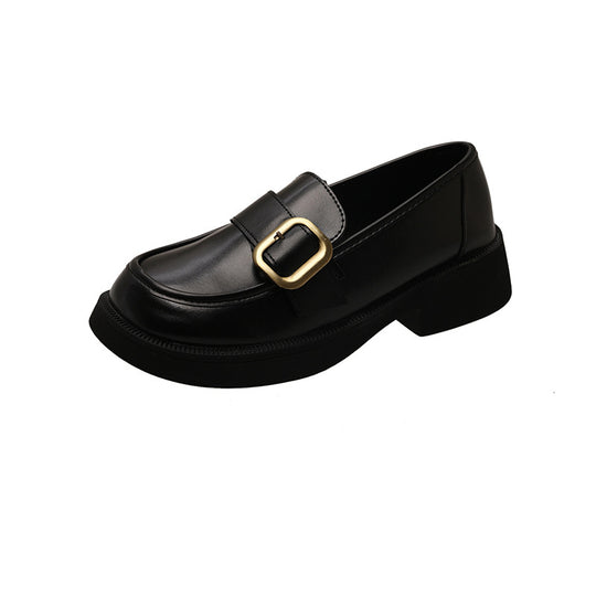 Damen Elegante Loafers mit glänzender Oberfläche und dekorativem Schnallenverschluss EB