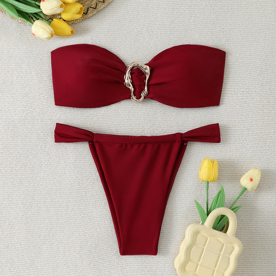 Damen Bandeau-Bikini mit hochwertigem Schnallen-Detail EB