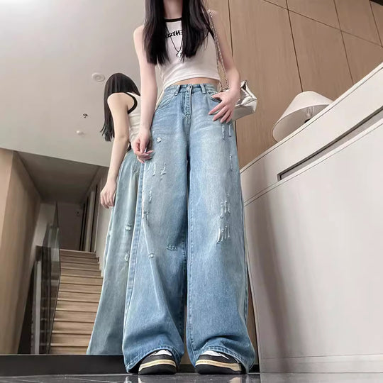 Damen Weite Bootcut-Jeans mit modischem Destroyed-Effekt EB