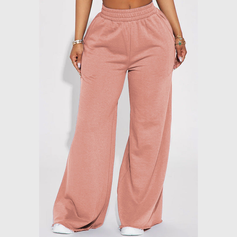 Damen nan weite High-Waist Loungehose mit elastischem Bund und praktischen Seitentaschen EB