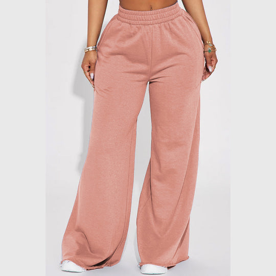 Damen nan weite High-Waist Loungehose mit elastischem Bund und praktischen Seitentaschen EB