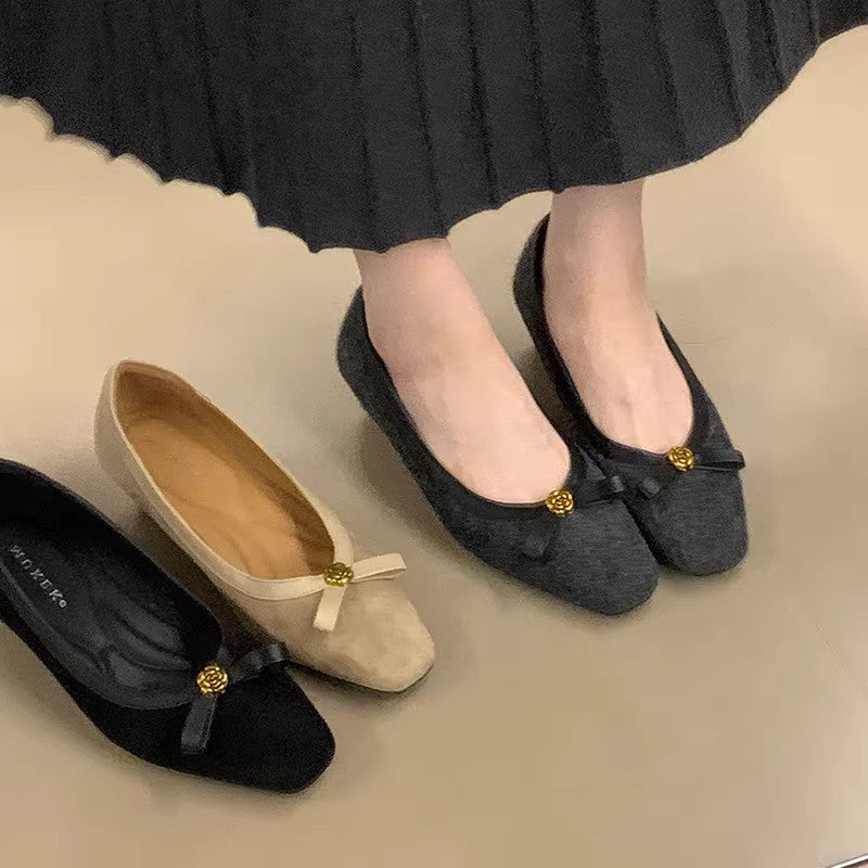 Damen Ballerinas mit elegantem Schleifenakzent und hochwertigem Veloursleder EB