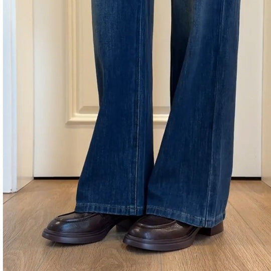 Damen Loafer mit modischem Blockabsatz und hochwertiger Lederoberfläche EB
