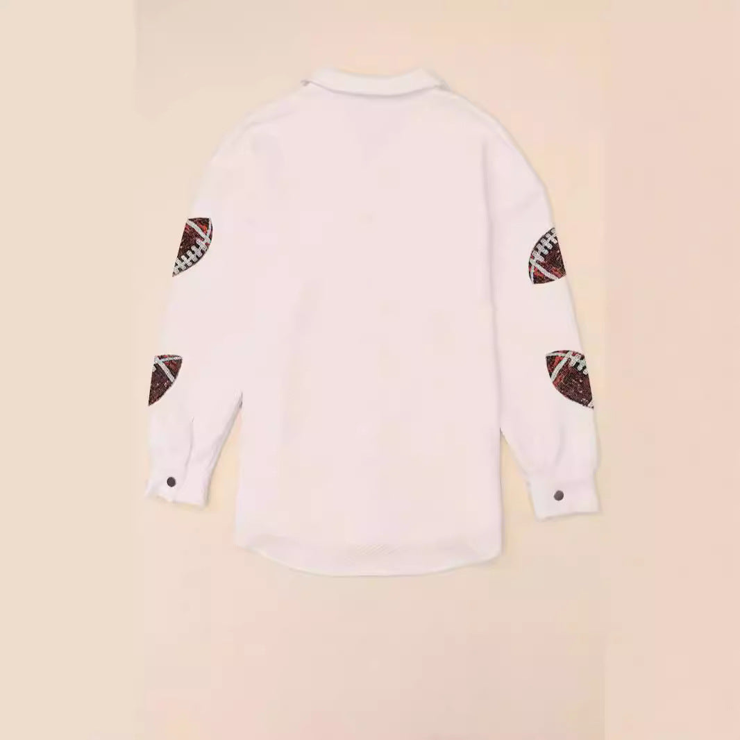 Damen Oversized Jacke mit Football-Design und praktischen Taschen EB