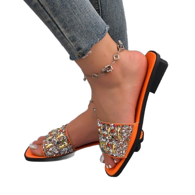 Damen Glamouröse Slides mit funkelnden Akzenten EB