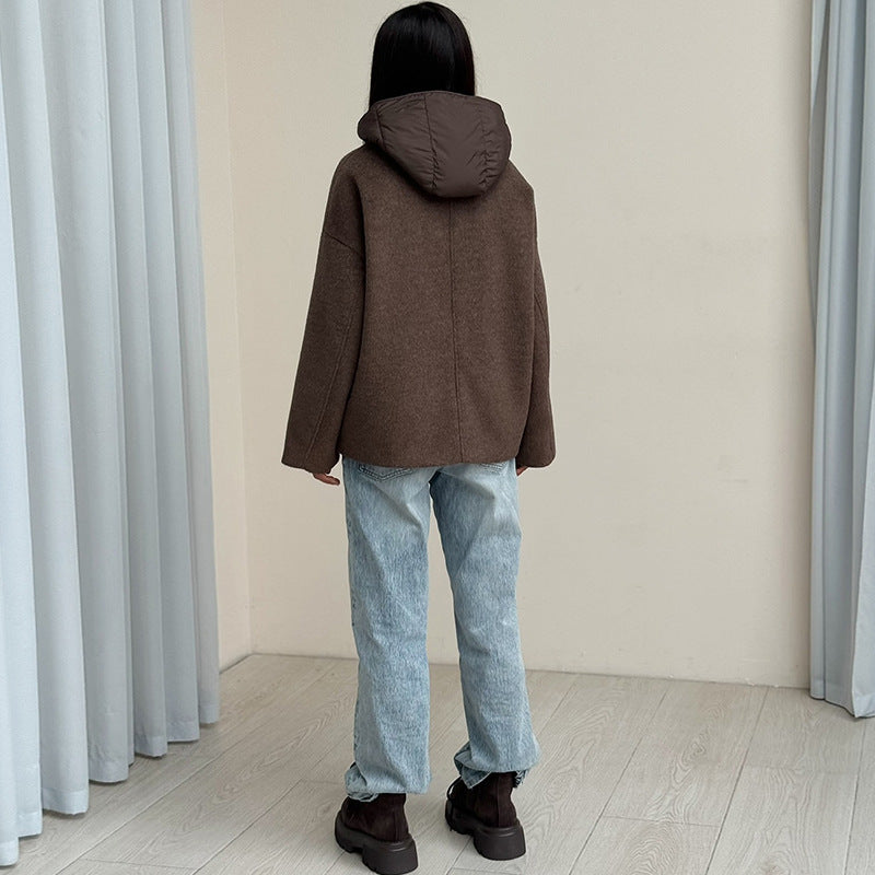 Damen Wolljacke mit modernem Kragen und Knopfverschlüssen EB