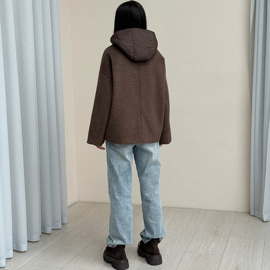 Damen Wolljacke mit modernem Kragen und Knopfverschlüssen EB