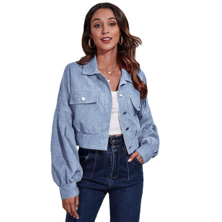 Damen Trendige Blousonjacke mit weiten Ärmeln und Rippstrickdetails EB