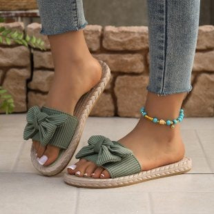Damen modische Espadrilles mit dekorativem Schleifen-Detail EB