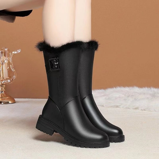 Damen Stiefeletten mit warmem Innenfutter und modischem Riemen EB