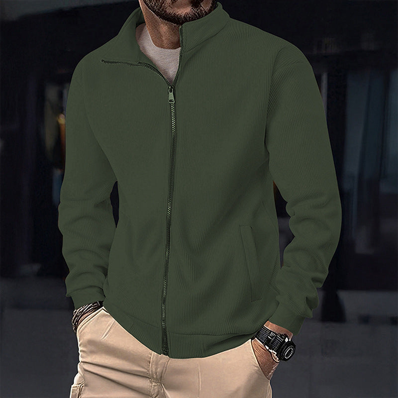Herren Stylische Jacke mit Reißverschluss und hohem Kragen EB