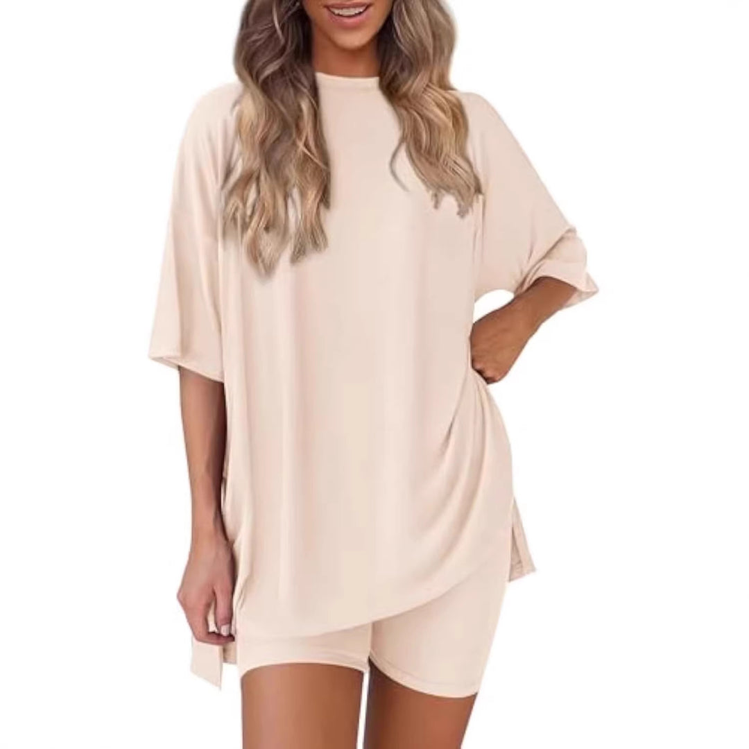 Damen lässiges Sport-T-Shirt mit Shorts im Set EB