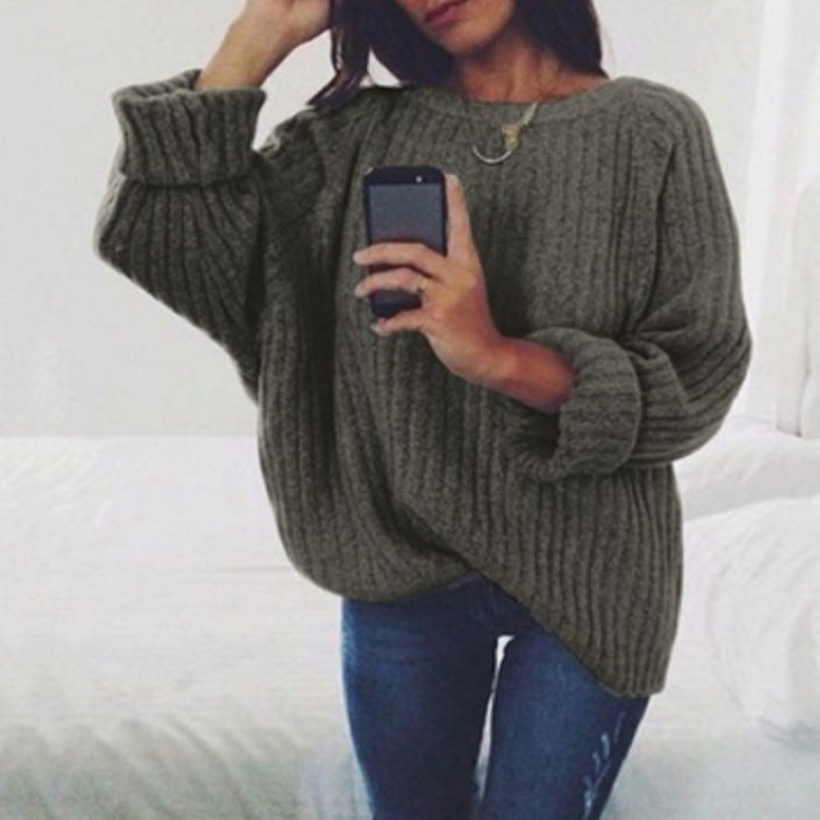 Damen Oversized Strickpullover mit strukturiertem Rippenmuster und lässigem Schnitt EB