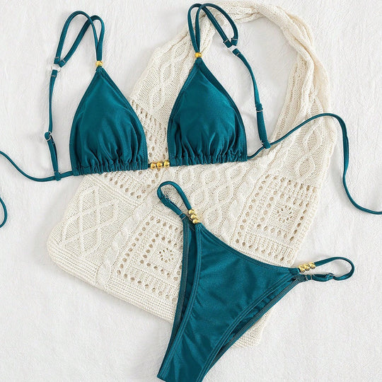 Damen Triangel-Bikini-Set mit raffinierten Schmuckakzenten EB