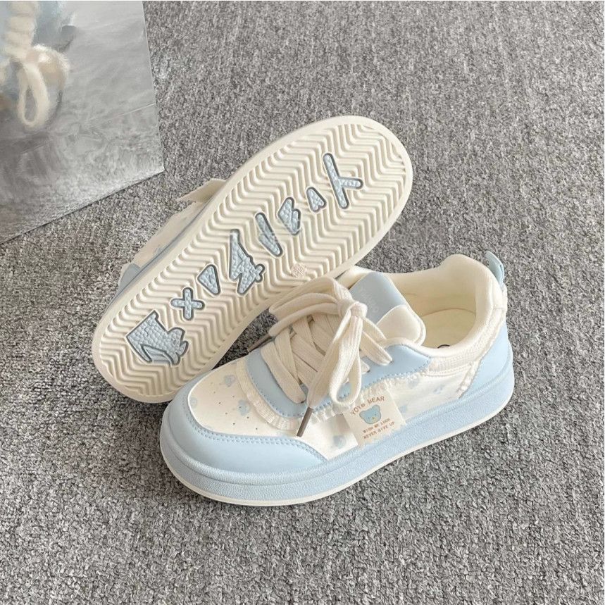 Damen Sportliche Sneaker mit niedlichem Tiermotiv und elastischen Schnürsenkeln EB