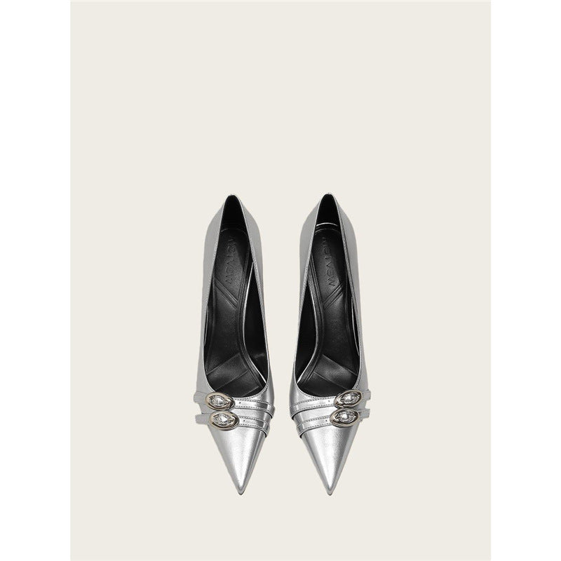 Damen elegante High Heel Pumps mit Schmuckakzent EB