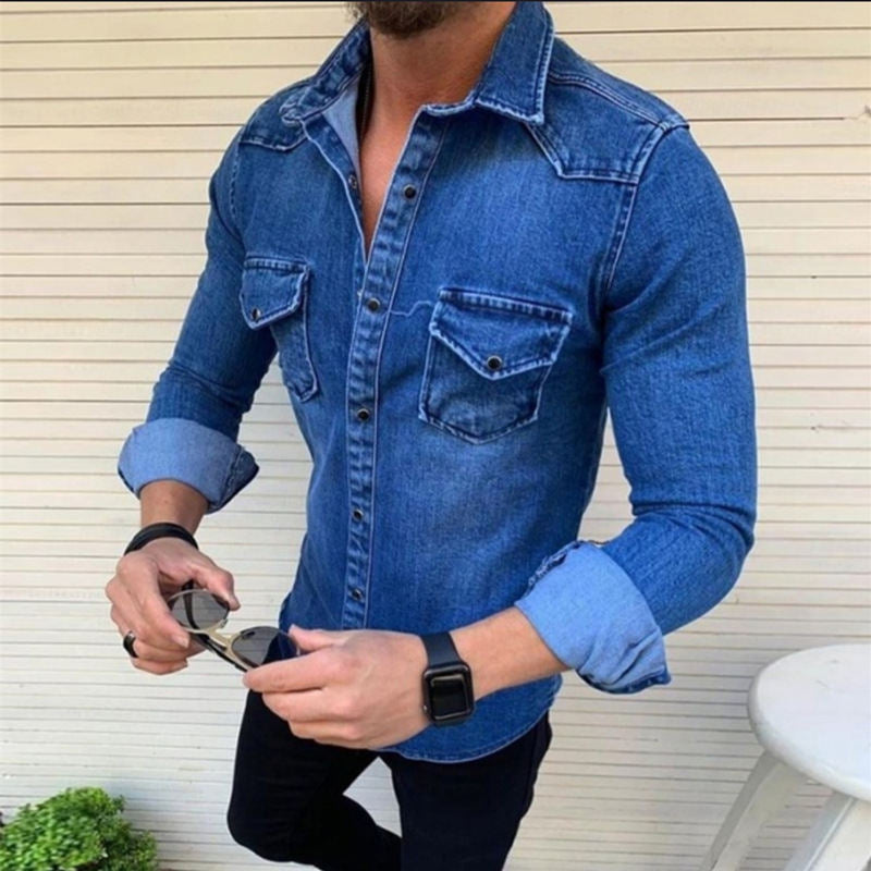 Herren Denim Hemd mit modernem Schnitt und praktischen Brusttaschen EB