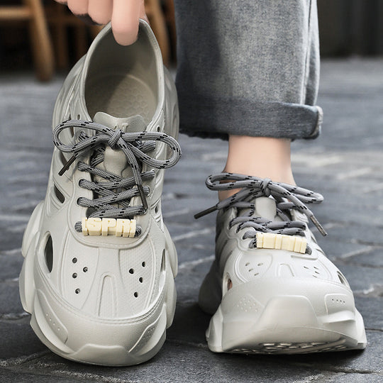 Herren nan futuristischer atmungsaktiver Cut-Out Plateau-Sneaker mit stoßdämpfender EVA-Sohle und Schnellverschluss EB