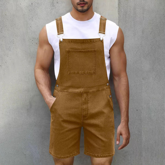 Herren Denim Latzshorts mit Taschen