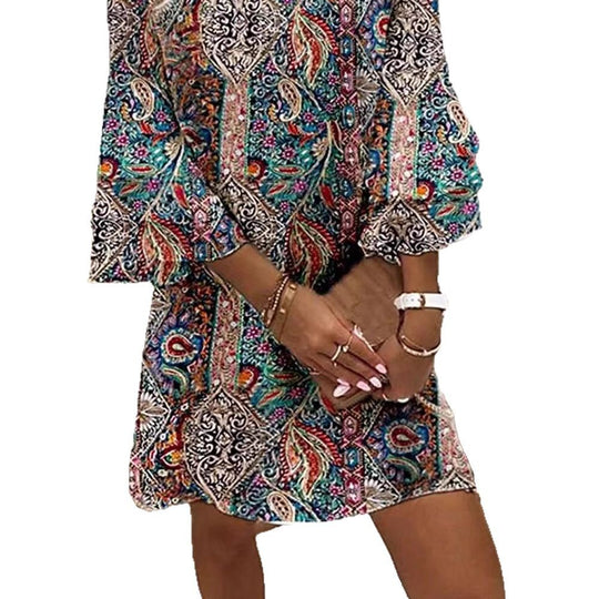 Damen Viskose Minikleid mit einzigartigem Muster Heidi-Mode