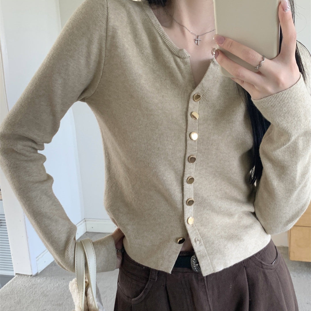 Damen Strickjacke mit perlmuttknöpfen EB