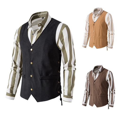 Herren elegante Weste mit feinem Stoff und praktischen Taschen EB