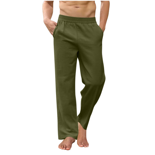 Herren nan lockere Loungehose mit elastischem Bund, Eingrifftaschen und seitlichen Knöchelschlitzen EB