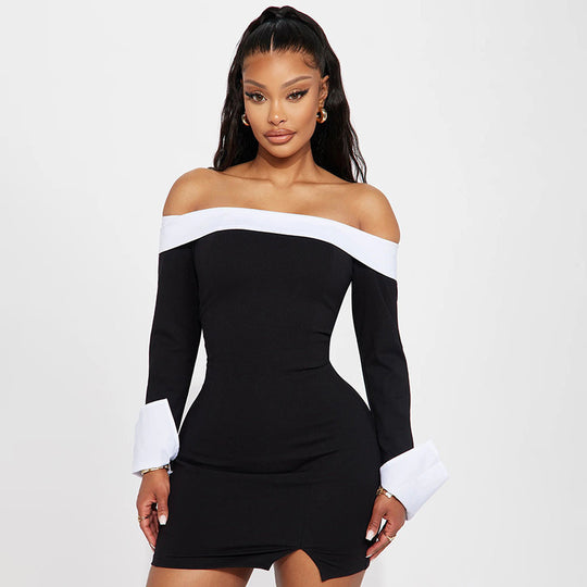 Damen Off-Shoulder Minikleid mit eleganten Puffärmeln EB
