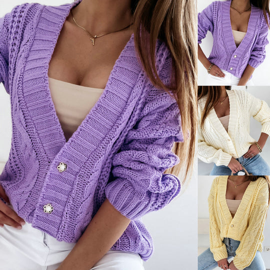 Damen Strickjacke mit grobem Zopfmuster und oversized Passform EB