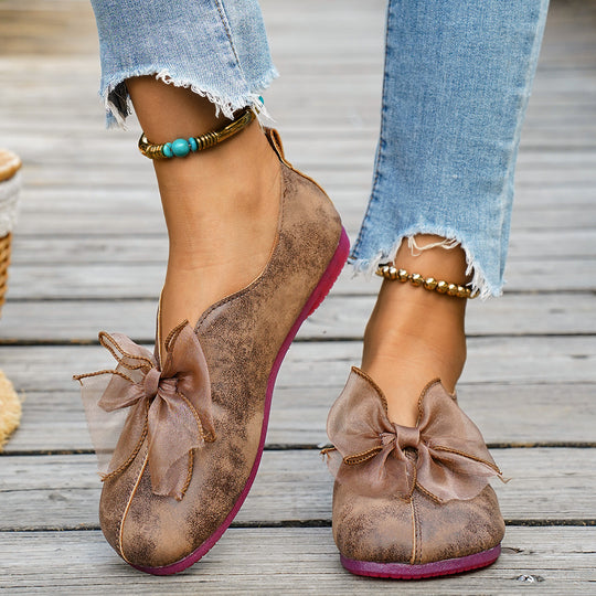 Damen elegante Ballerinas mit dekorativem Schleifen-Detail EB