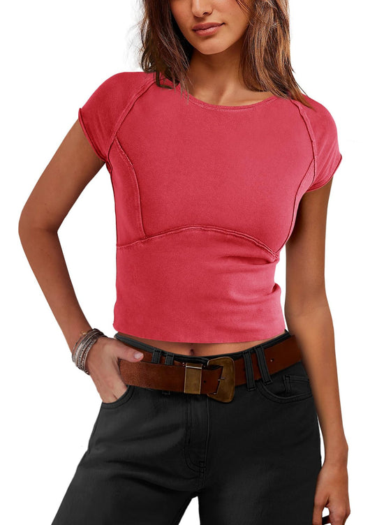 Damen Crop-Top mit figurbetonendem Schnitt und sportlichem Design EB