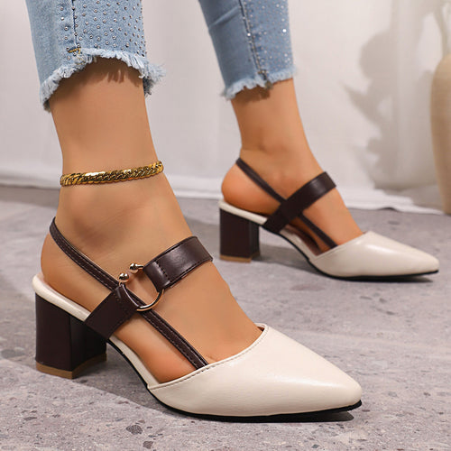 Damen Slingback Heels mit transparentem Design und elegantem Blockabsatz EB
