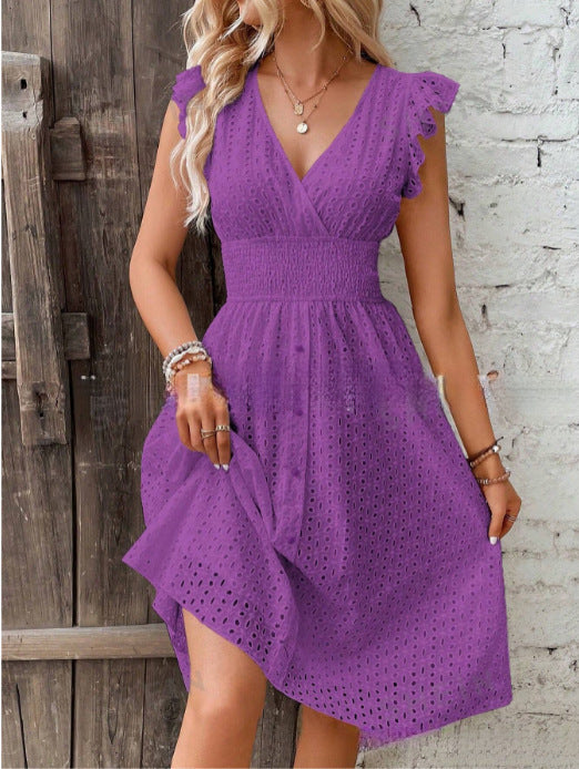 Damen Sommerkleid mit eleganten Spitzenärmeln EB