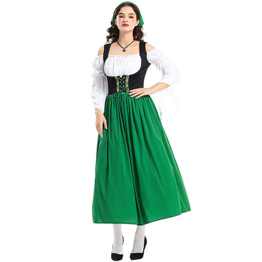 Damen nan Renaissance-Bauernkleid mit geschnürtem Mieder, schulterfreiem Carmen-Oberteil und weitem Rock EB