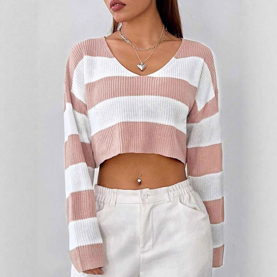 Damen Gemusterter Crop-Pullover EB