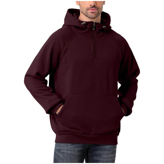 Herren nan Halbzip-Hoodie mit verstellbarer Kapuze, Kängurutasche und Raglanärmeln EB