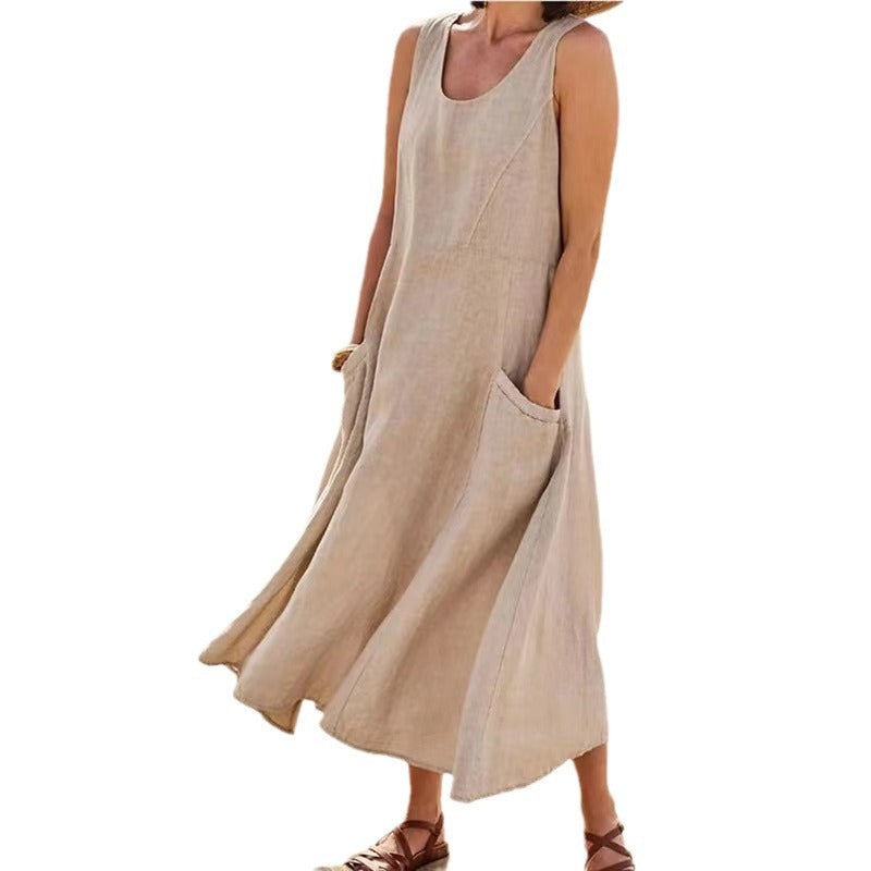 Damen Sommerliches Maxi-Kleid mit praktischen Taschen und lässigem Schnitt EB
